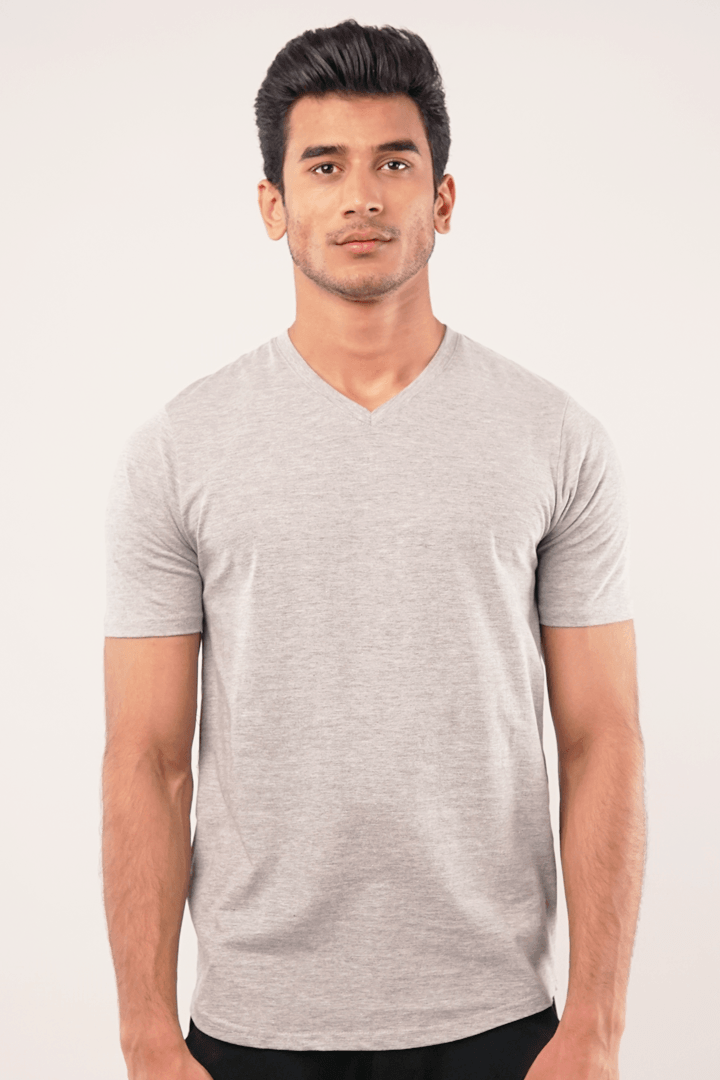 Insipid V-Neck T-Shirt - Heather Grey