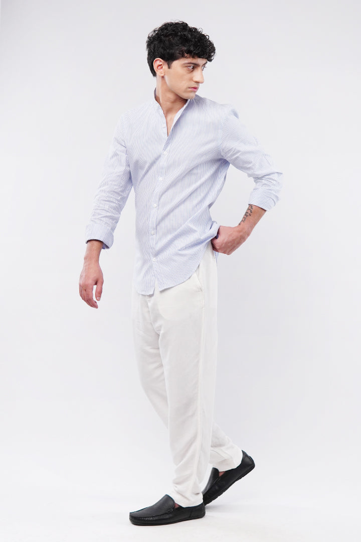 Striped Linen Shirt - Blue &amp; White