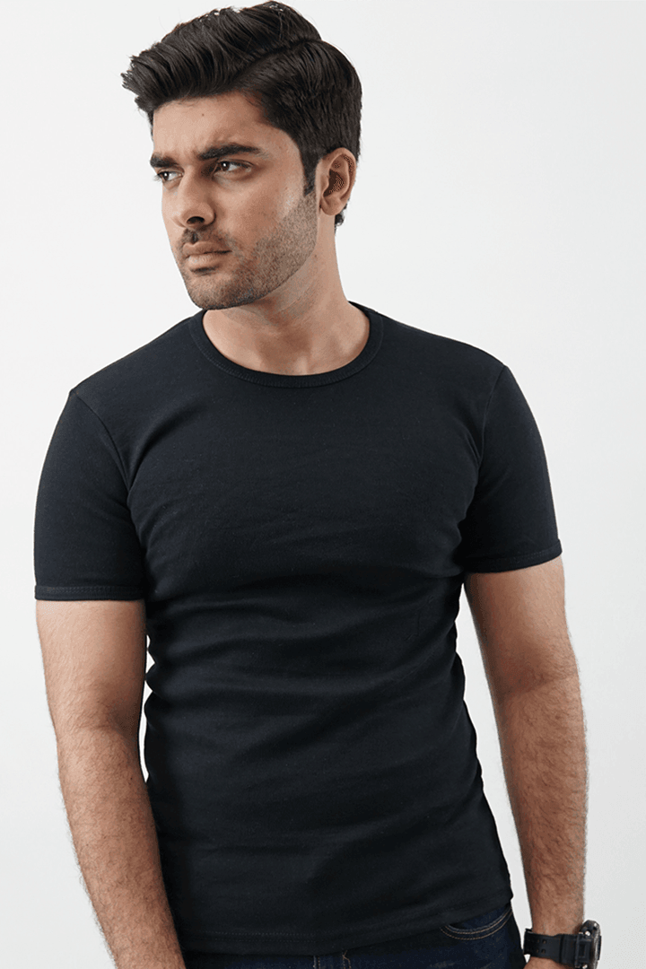 Ribbed Crewneck T-Shirt – Black