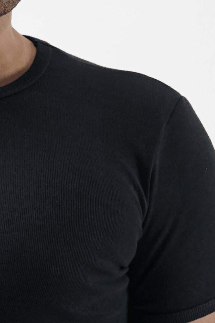 Ribbed Crewneck T-Shirt – Black