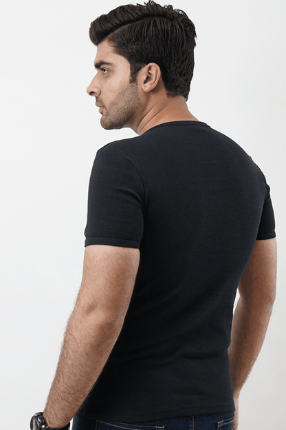 Ribbed Crewneck T-Shirt – Black