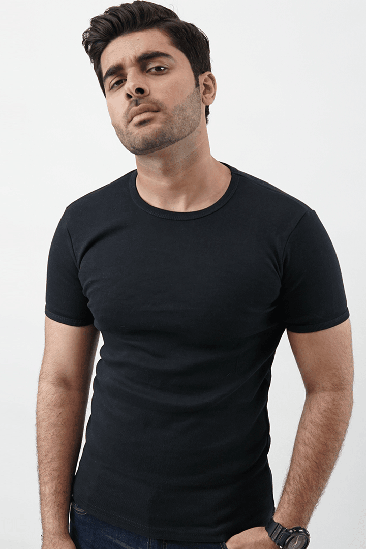 Ribbed Crewneck T-Shirt – Black