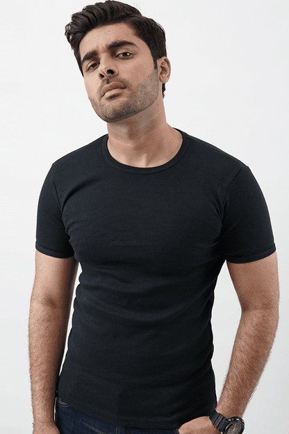 Ribbed Crewneck T-Shirt – Black